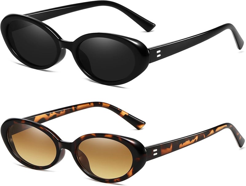 Breaksun Retro Oval Sunglasses for Women Men Fashion Small Oval Sunglasses 90s Vintage Shades - Image 1